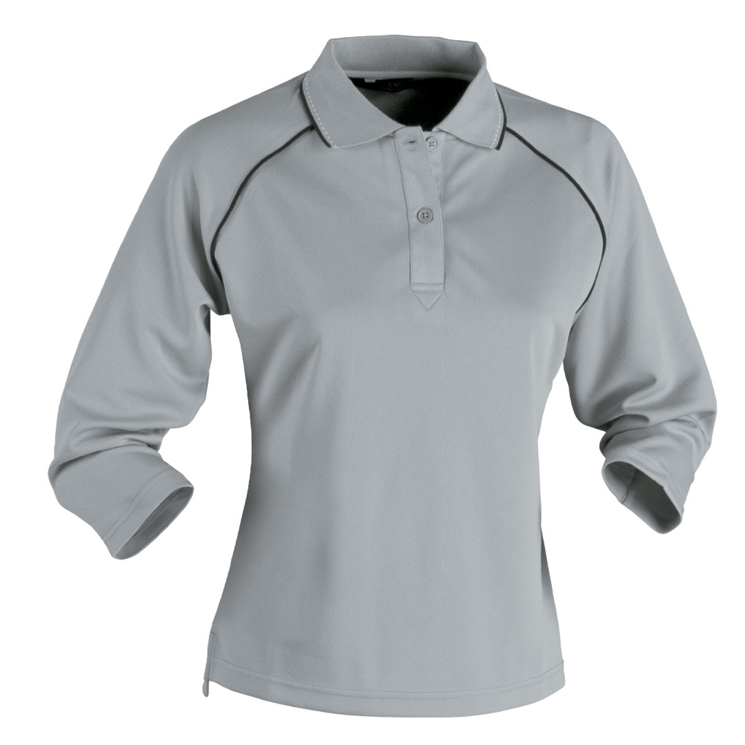 House of Uniforms The Cool Dry Original Polo | Ladies | 3/4 Sleeve Stencil Silver/Navy