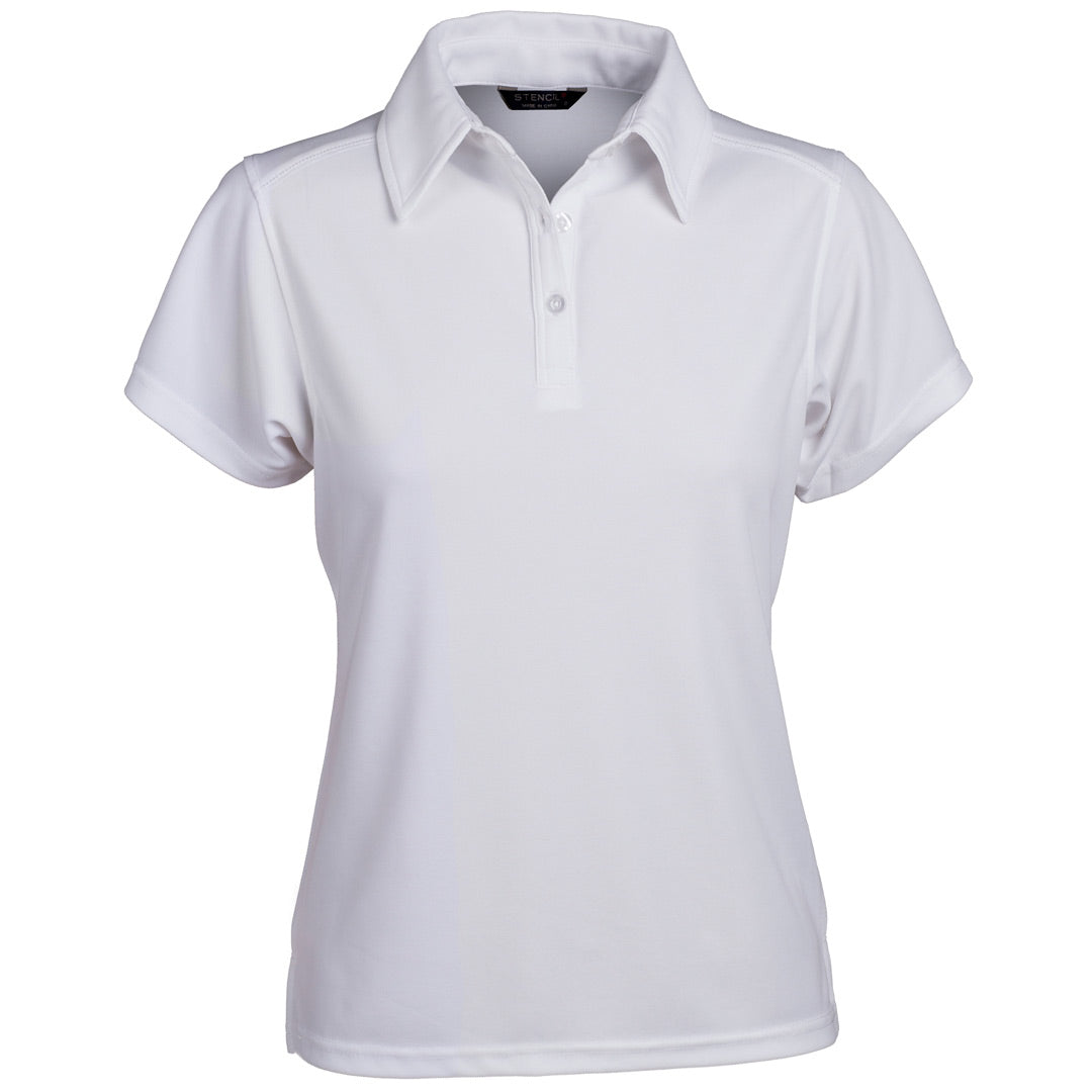 House of Uniforms The Glacier Polo | Ladies | Short Sleeve Stencil White