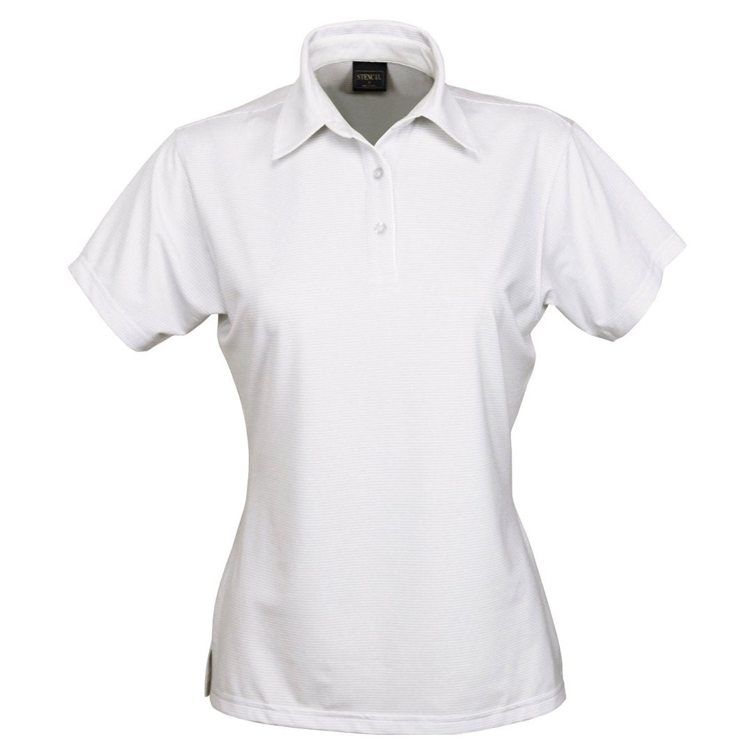 House of Uniforms The Silvertech Polo | Ladies | Short Sleeve Stencil White/Silver