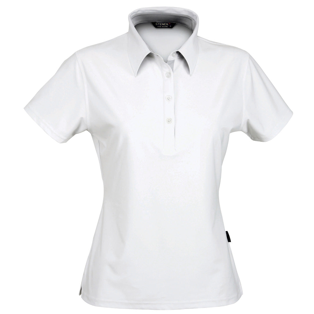 House of Uniforms The Argent Polo | Ladies | Short Sleeve Stencil White
