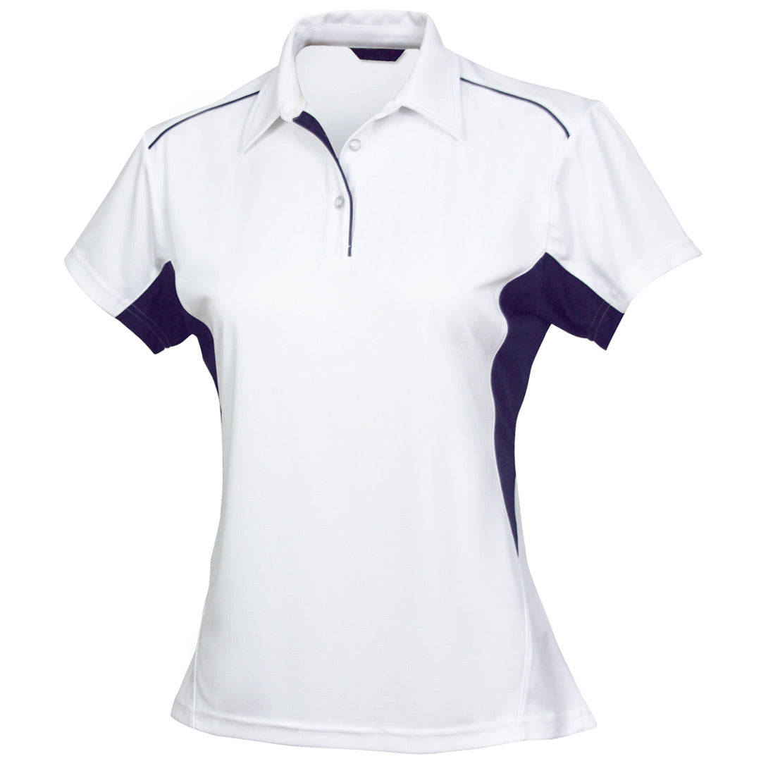 House of Uniforms The Freshen Polo | Ladies | Short Sleeve Stencil White/Navy