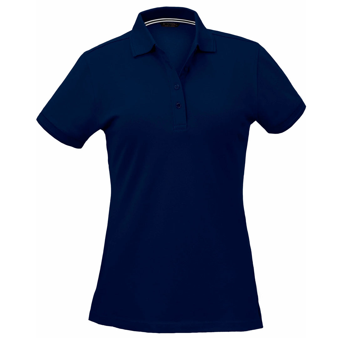 House of Uniforms The Oceanic Polo | Ladies | Short Sleeve Stencil Navy