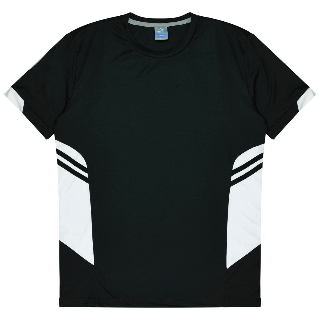 House of Uniforms The Tasman Tee | Mens | Short Sleeve | Black Base Aussie Pacific Black/White