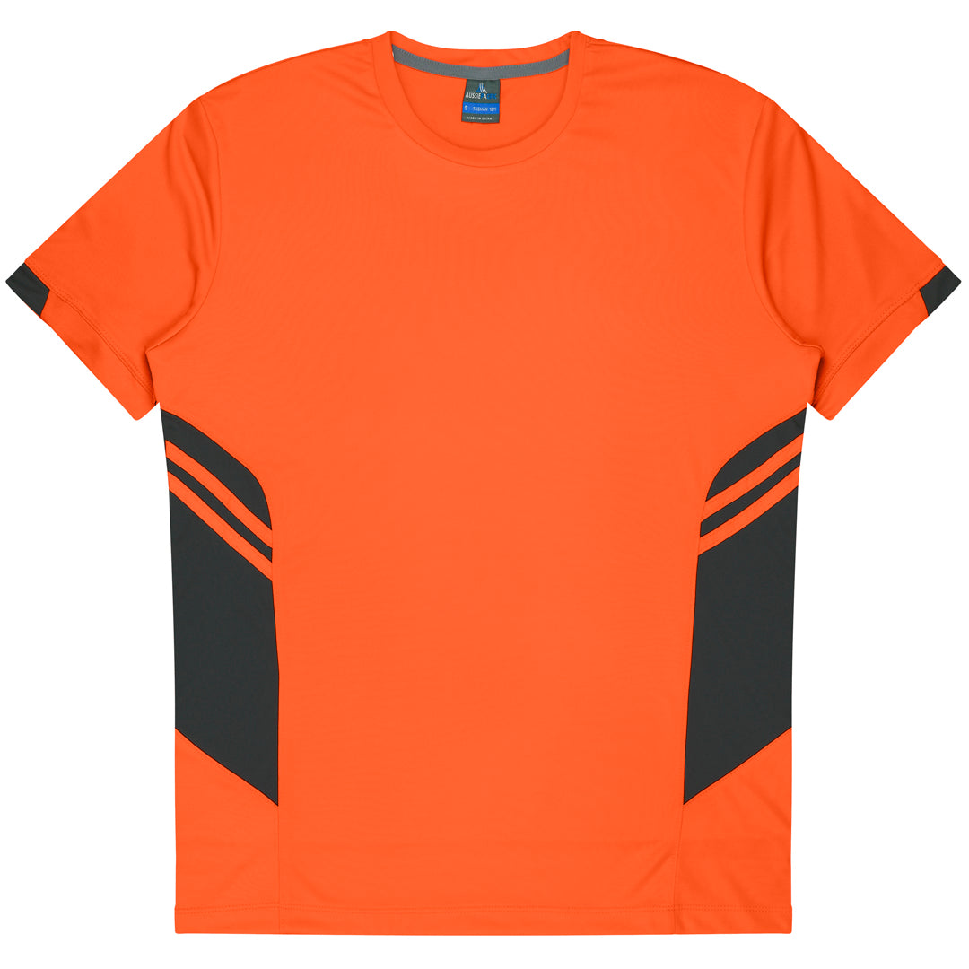 House of Uniforms The Tasman Tee | Mens | Short Sleeve | Neon Base Aussie Pacific Neon Orange/Slate