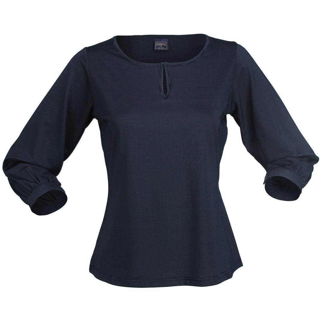 House of Uniforms The Silvertech Top | Ladies Stencil Navy/Silver