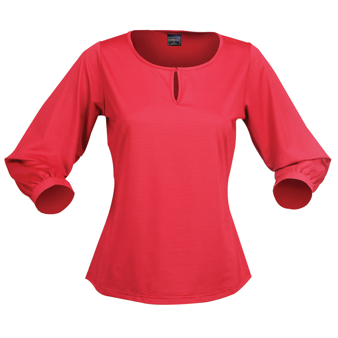House of Uniforms The Silvertech Top | Ladies Stencil Red/Silver
