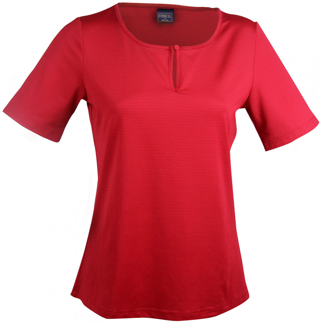 House of Uniforms The Silvertech Top | Ladies Stencil Red/Silver
