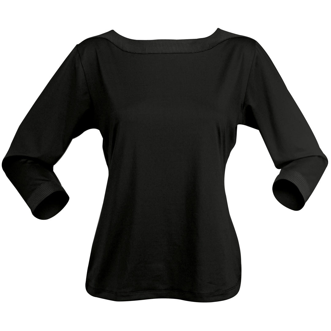 House of Uniforms The Argent Top | Ladies | 3/4 Sleeve Stencil Black