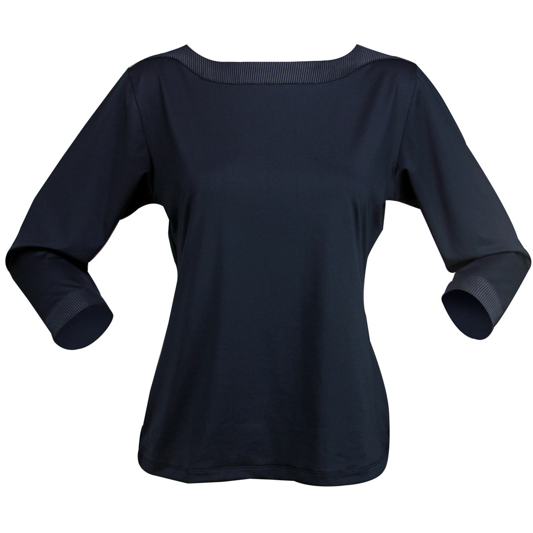 House of Uniforms The Argent Top | Ladies | 3/4 Sleeve Stencil Navy