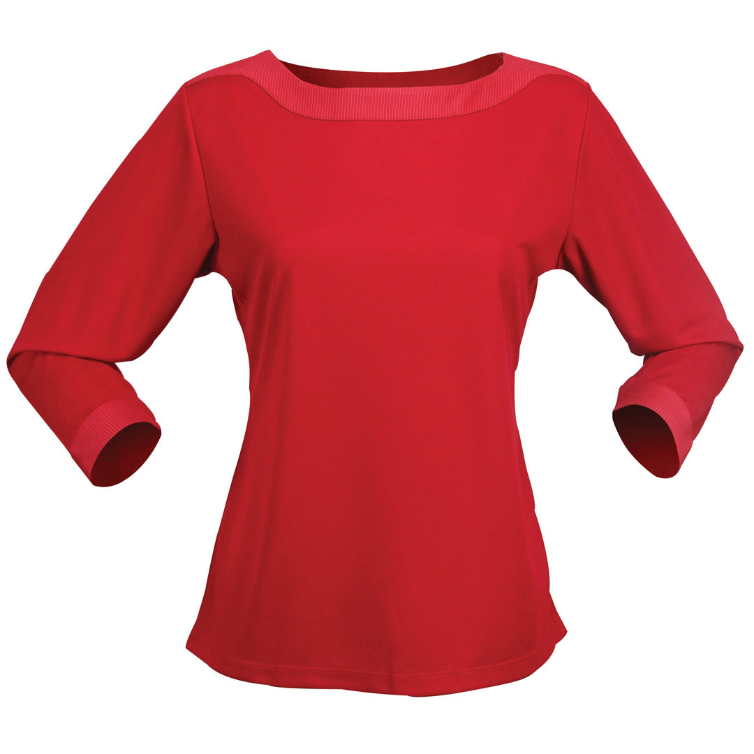 House of Uniforms The Argent Top | Ladies | 3/4 Sleeve Stencil Red
