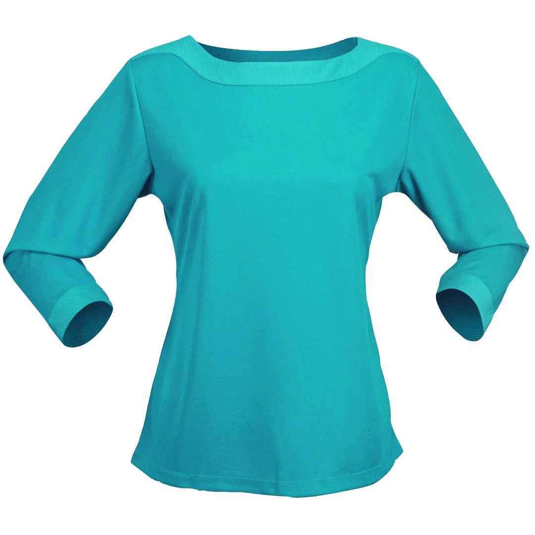 House of Uniforms The Argent Top | Ladies | 3/4 Sleeve Stencil Teal