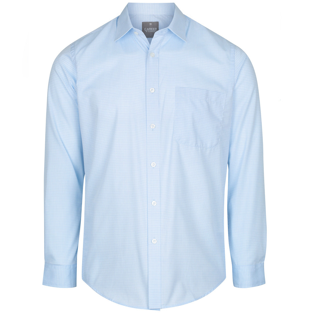 House of Uniforms The Bell Shirt | Mens | Long Sleeve Gloweave Sky Blue