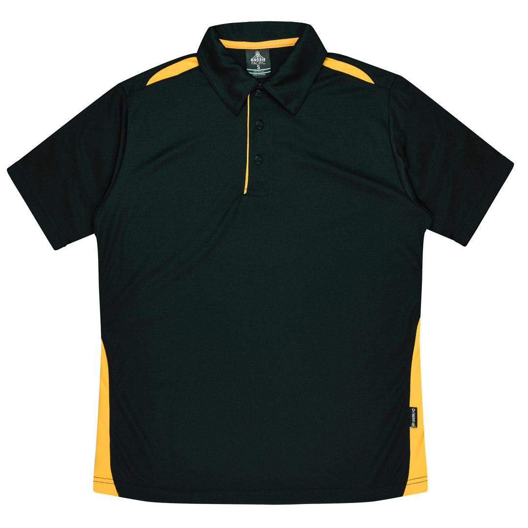 House of Uniforms The Paterson Polo Shirt | Mens Aussie Pacific Black/Gold