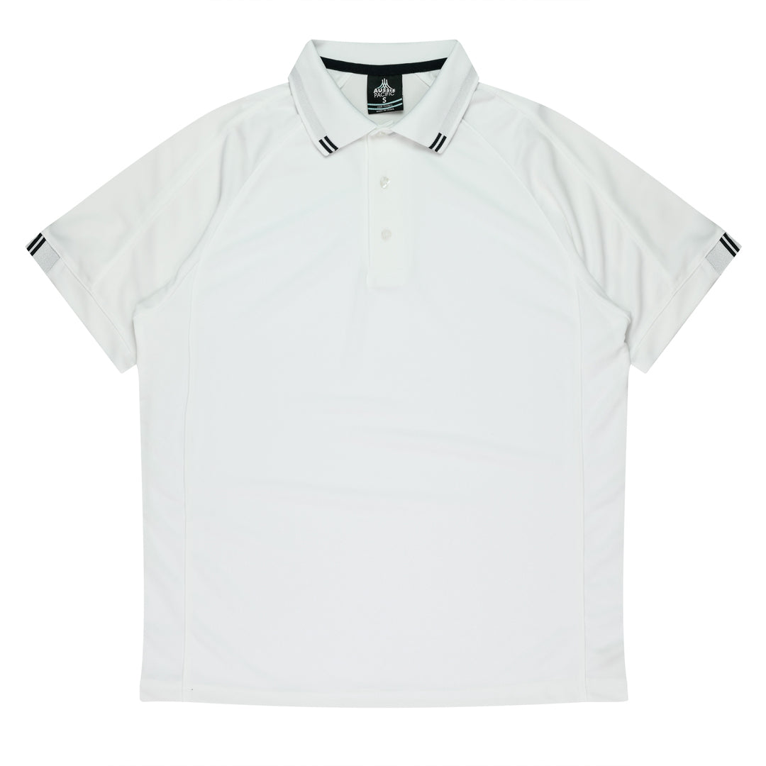House of Uniforms The Flinders Polo | Mens | Short Sleeve Aussie Pacific White/Black