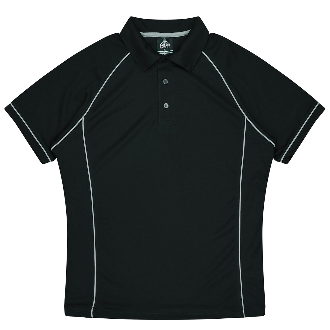 House of Uniforms The Endeavour Polo | Mens | Short Sleeve | Plus Aussie Pacific Black/Silver