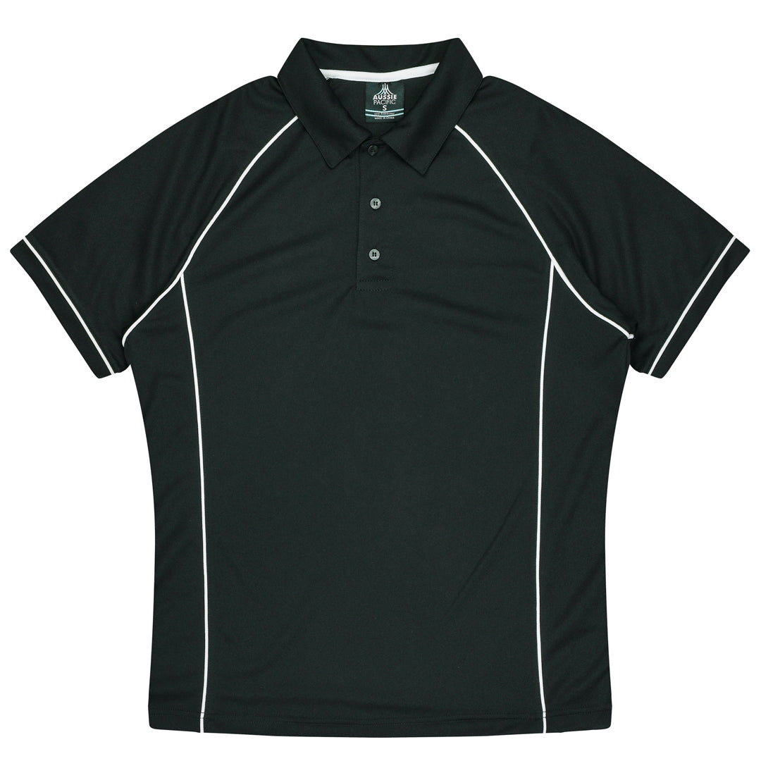 House of Uniforms The Endeavour Polo | Mens | Short Sleeve | Plus Aussie Pacific Black/White