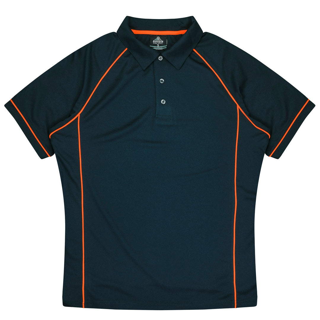 House of Uniforms The Endeavour Polo | Mens | Short Sleeve Aussie Pacific Navy/Fluro Orange