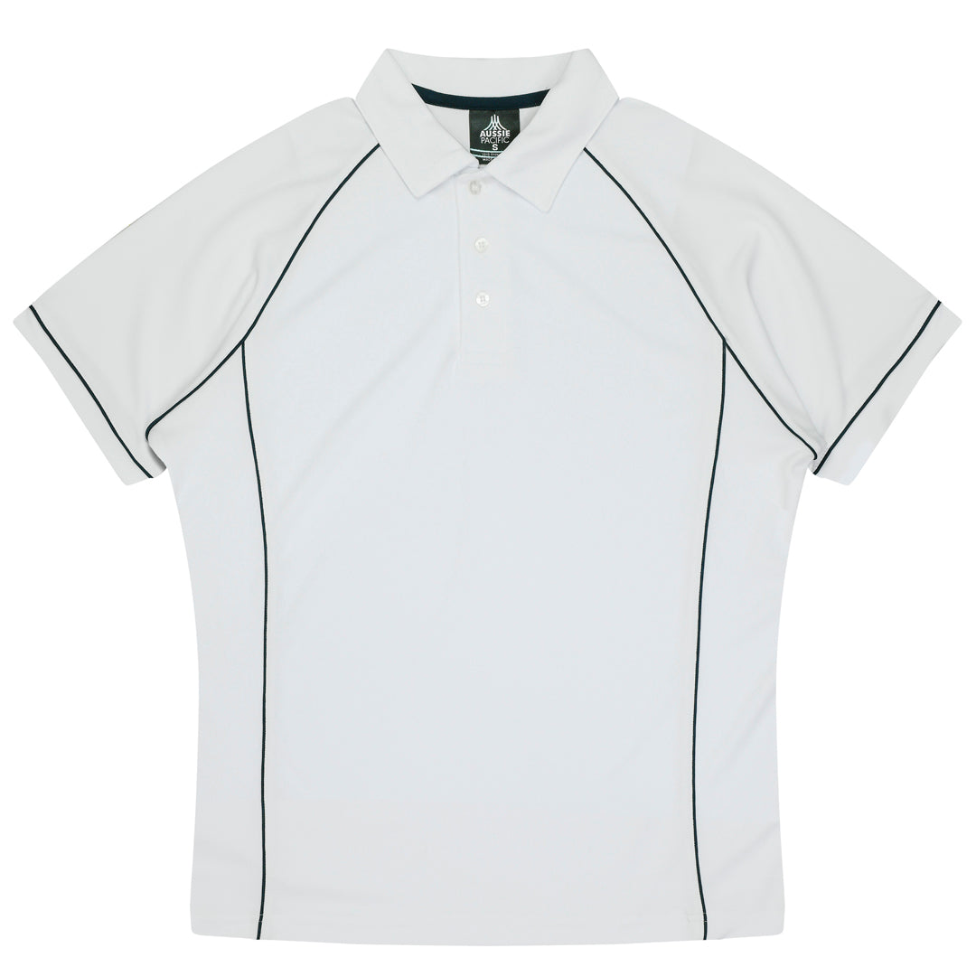 House of Uniforms The Endeavour Polo | Mens | Short Sleeve | Plus Aussie Pacific White/Navy