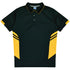 House of Uniforms The Tasman Polo | Mens | Short Sleeve | Black Base Aussie Pacific Black/Gold