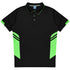 House of Uniforms The Tasman Polo | Mens | Short Sleeve | Black Base Aussie Pacific Black/Neon Green