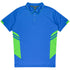 House of Uniforms The Tasman Polo | Mens | Short Sleeve | Blue Base Aussie Pacific Cyan/Neon Green