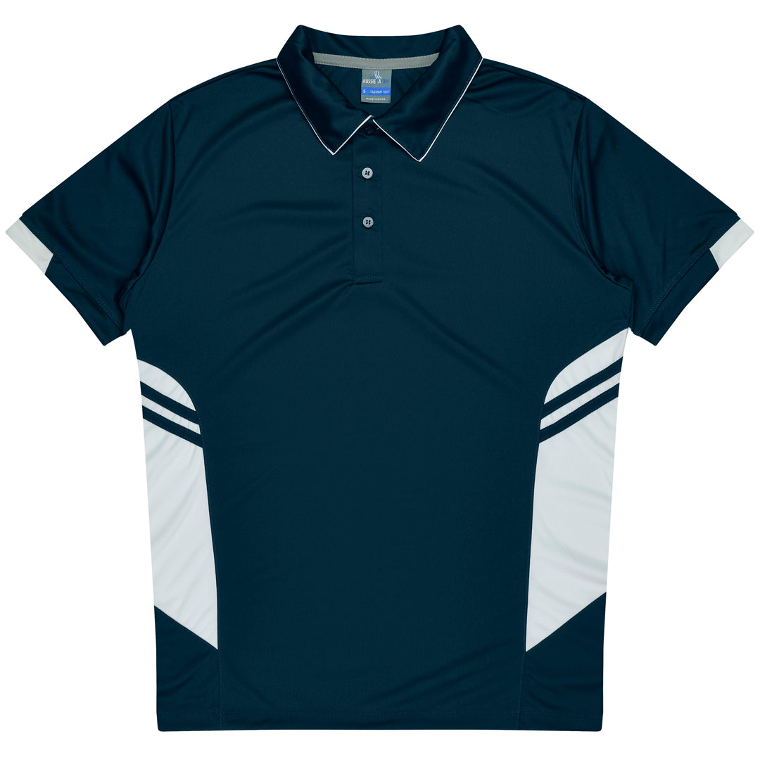 House of Uniforms The Tasman Polo | Mens | Short Sleeve | Navy Base Aussie Pacific Navy/White
