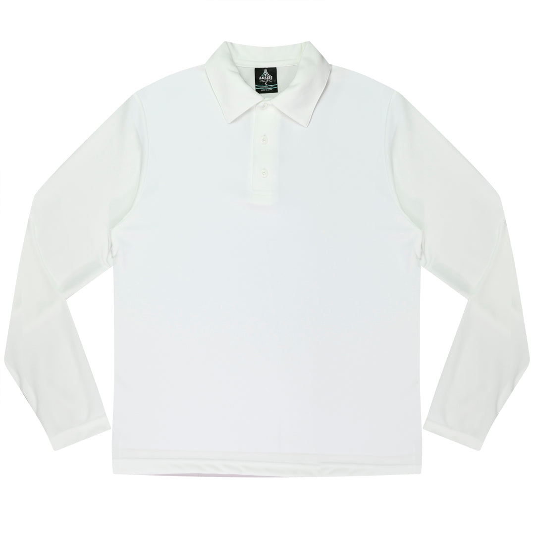 House of Uniforms The Botany Polo | Mens | Long Sleeve Aussie Pacific White