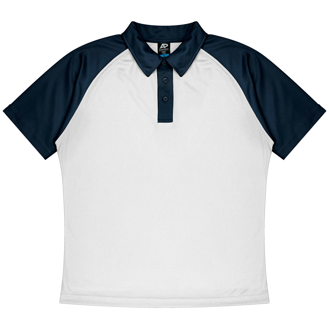 House of Uniforms The Manly Beach Polo | Mens | Plus | Short Sleeve Aussie Pacific White/Navy