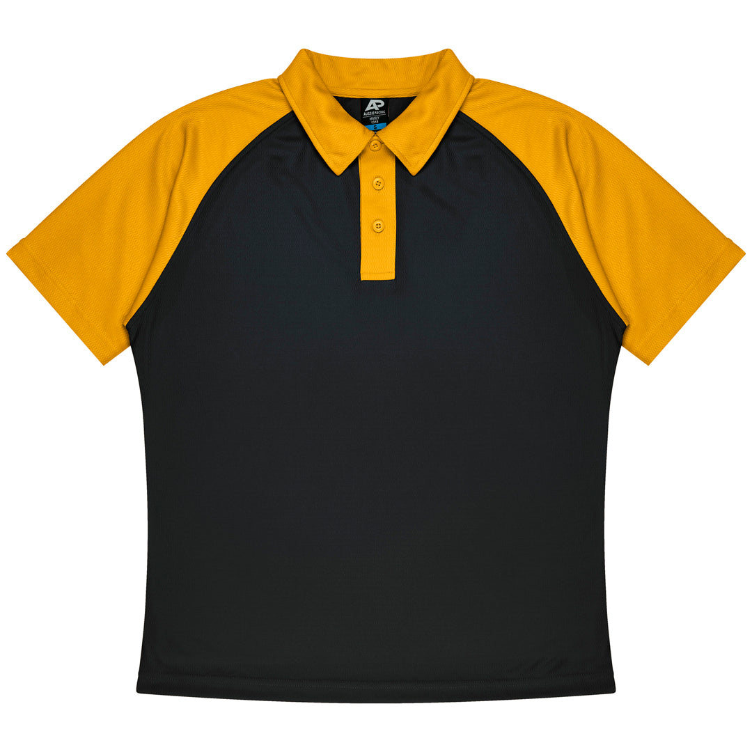 House of Uniforms The Manly Beach Polo | Mens | Plus | Short Sleeve Aussie Pacific Black/Gold