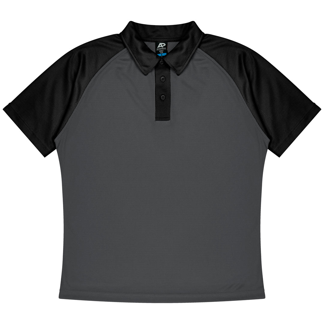 House of Uniforms The Manly Beach Polo | Mens | Short Sleeve Aussie Pacific Charcoal/Black