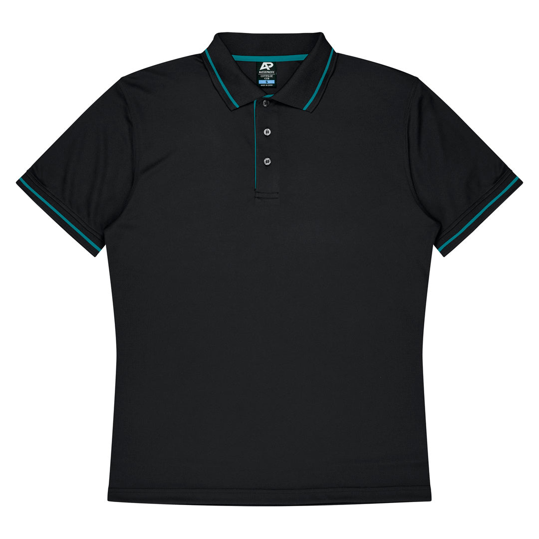 House of Uniforms The Cottesloe Polo | Mens | Short Sleeve Aussie Pacific Black/Teal