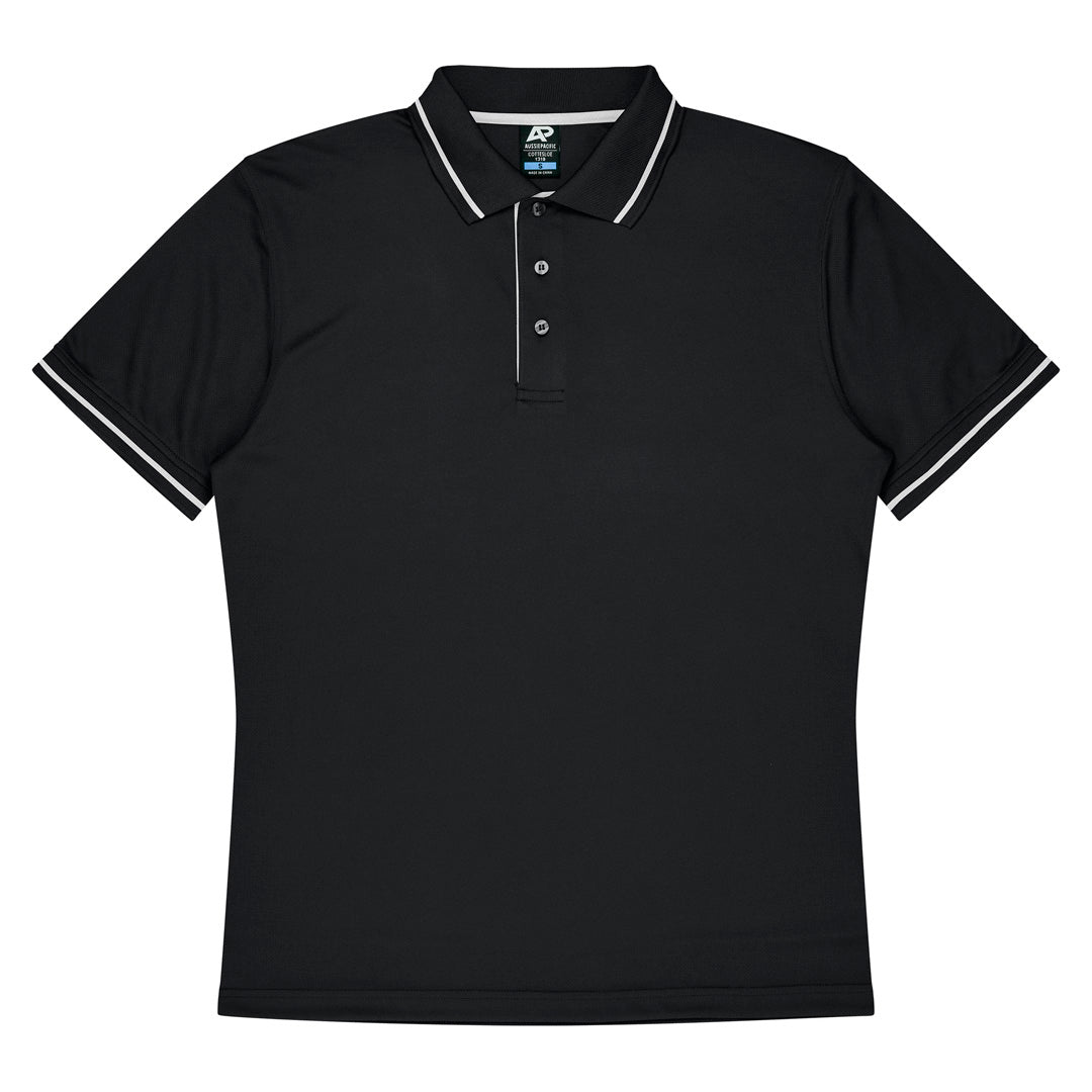 House of Uniforms The Cottesloe Polo | Mens | Short Sleeve Aussie Pacific Black/White