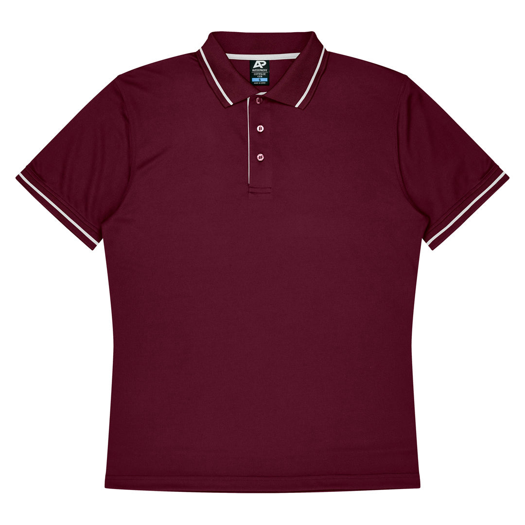 House of Uniforms The Cottesloe Polo | Mens | Short Sleeve Aussie Pacific Maroon/White