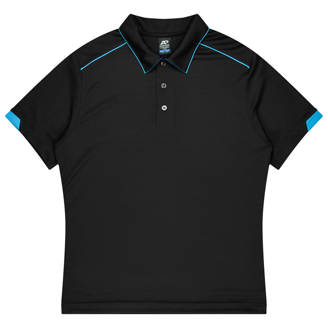 House of Uniforms The Currumbin Polo | Mens | Short Sleeve Aussie Pacific Black/Cyan