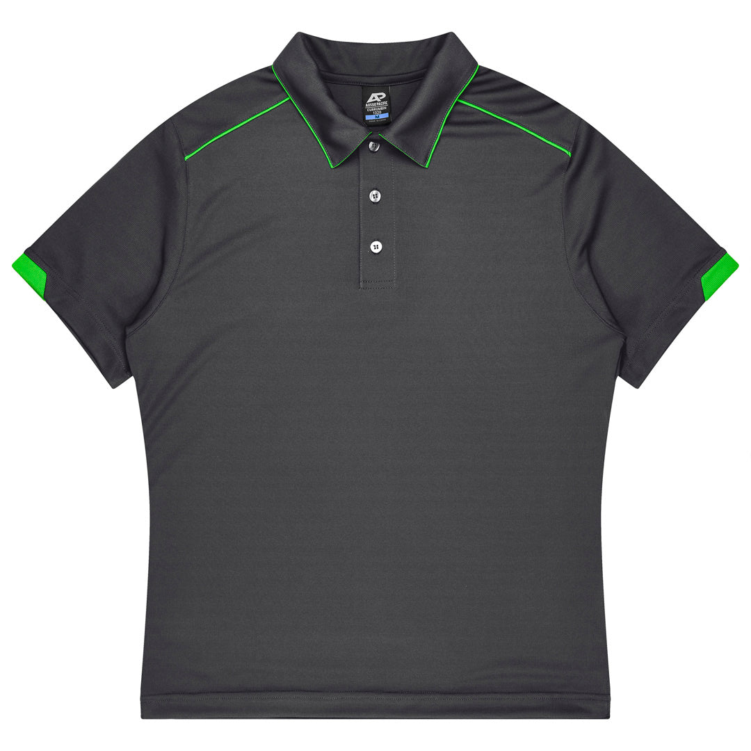House of Uniforms The Currumbin Polo | Mens | Plus | Short Sleeve Aussie Pacific Slate/Neon Green