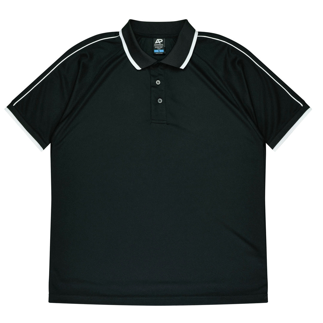House of Uniforms The Double Bay Polo | Mens | Short Sleeve Aussie Pacific Black/White