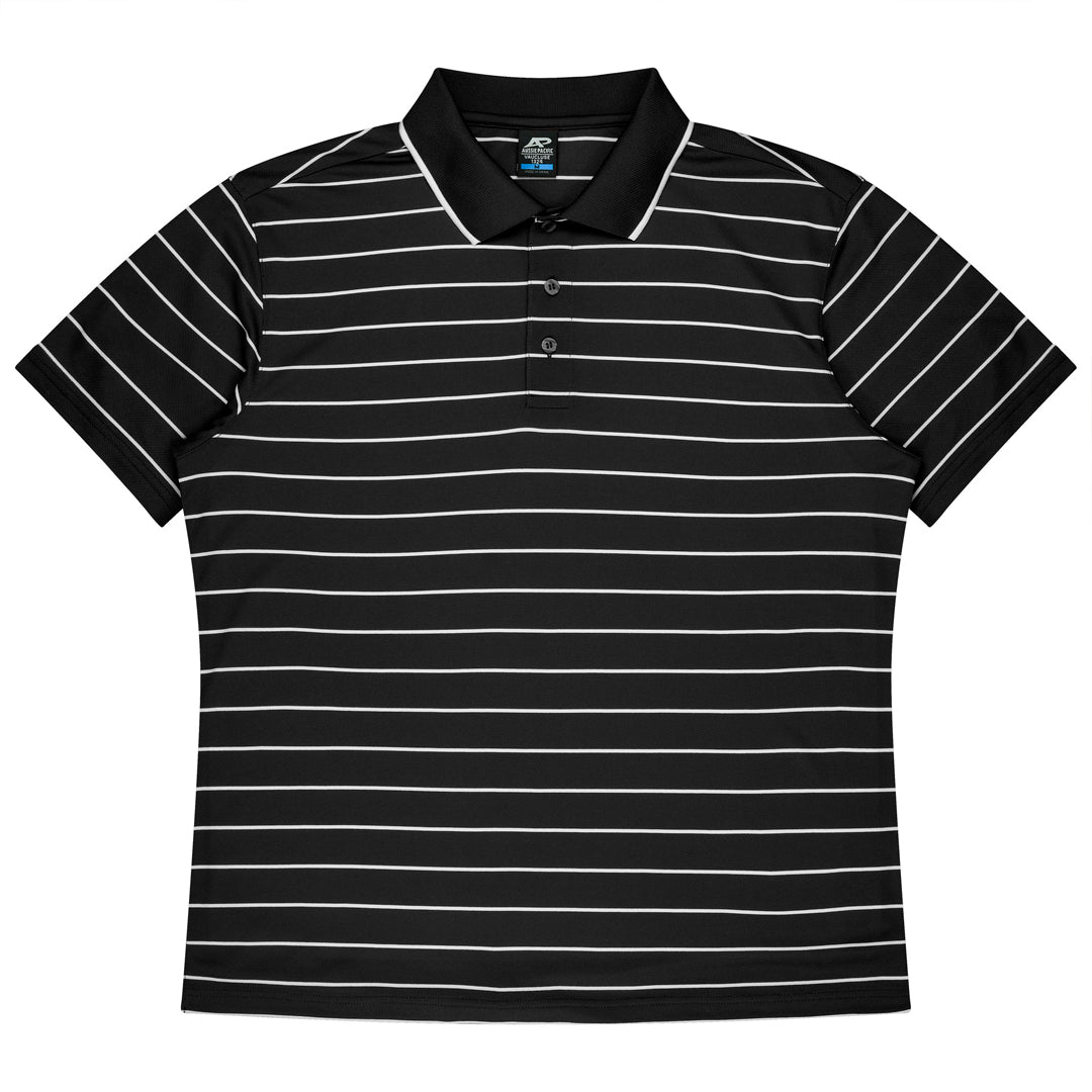 House of Uniforms The Vaucluse Polo | Mens | Short Sleeve Aussie Pacific Black/White