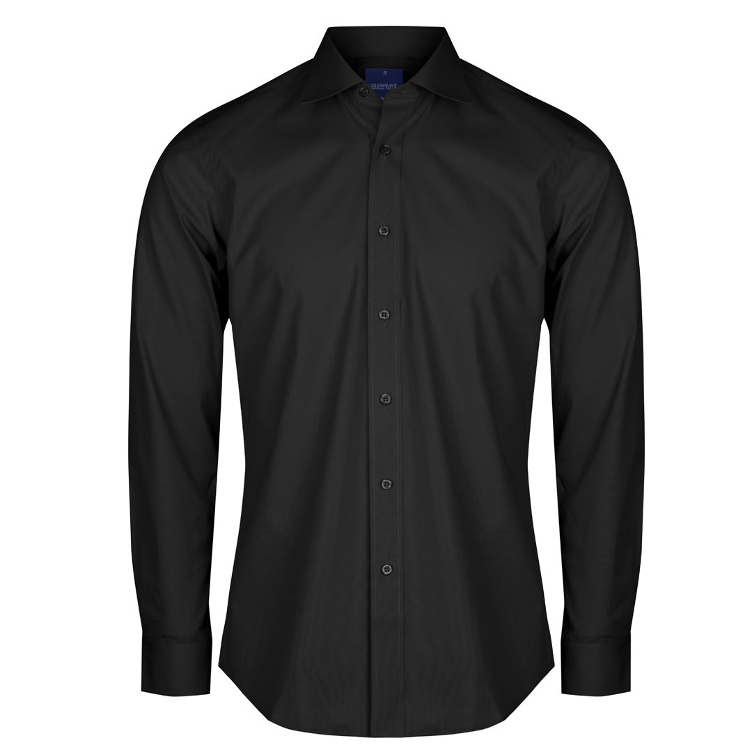 House of Uniforms The Nicholson Shirt | Mens | Slim Fit | Long Sleeve Gloweave Black