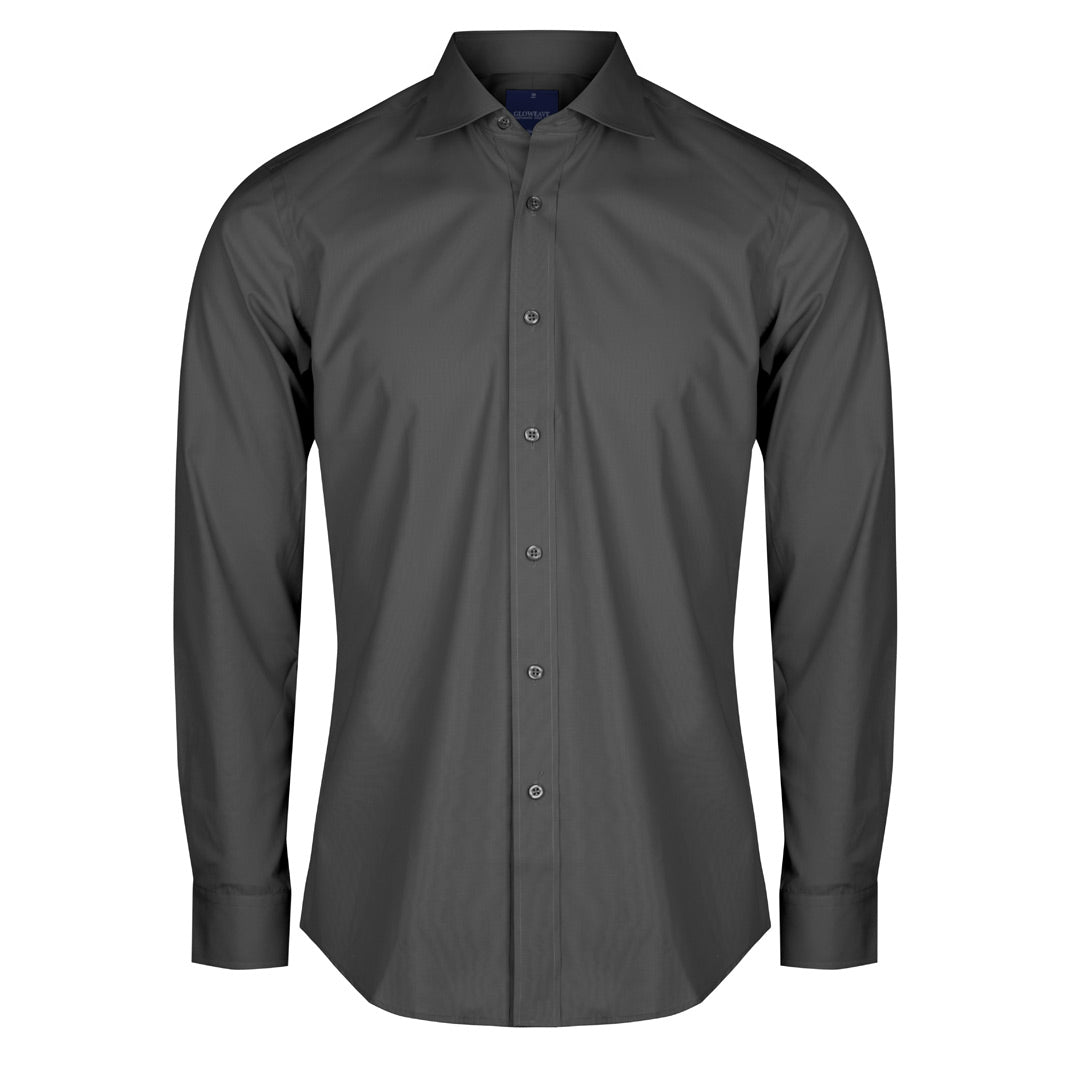 House of Uniforms The Nicholson Shirt | Mens | Slim Fit | Long Sleeve Gloweave Charcoal