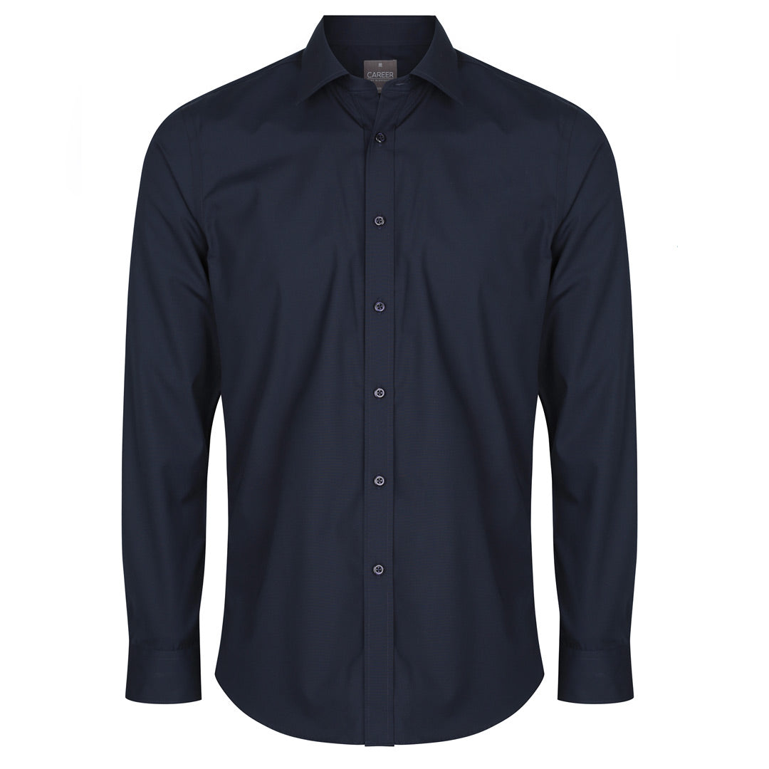 House of Uniforms The Nicholson Shirt | Mens | Slim Fit | Long Sleeve Gloweave Navy