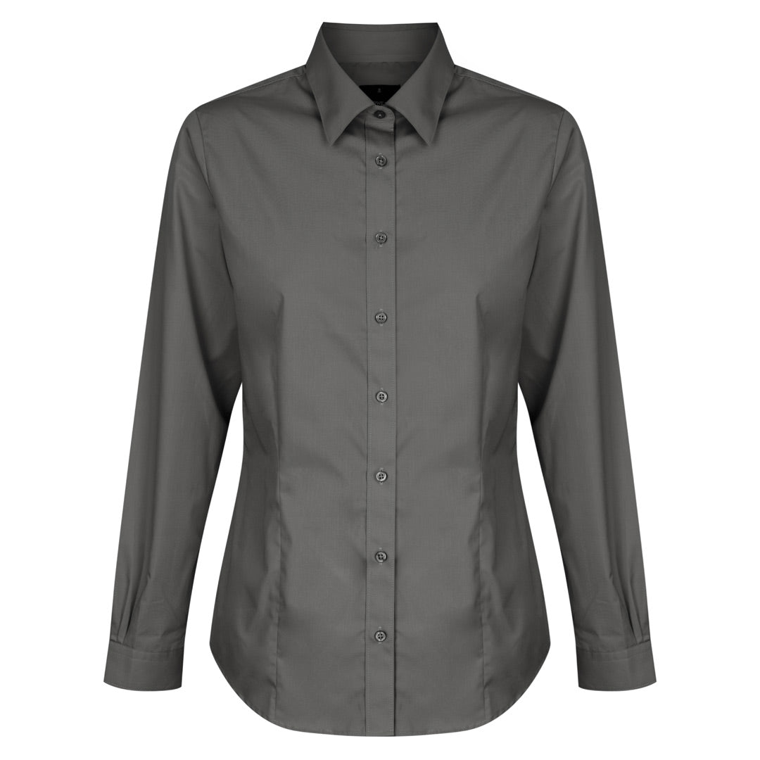 House of Uniforms The Nicholson Shirt | Ladies | Slim Fit | Long Sleeve Gloweave Charcoal