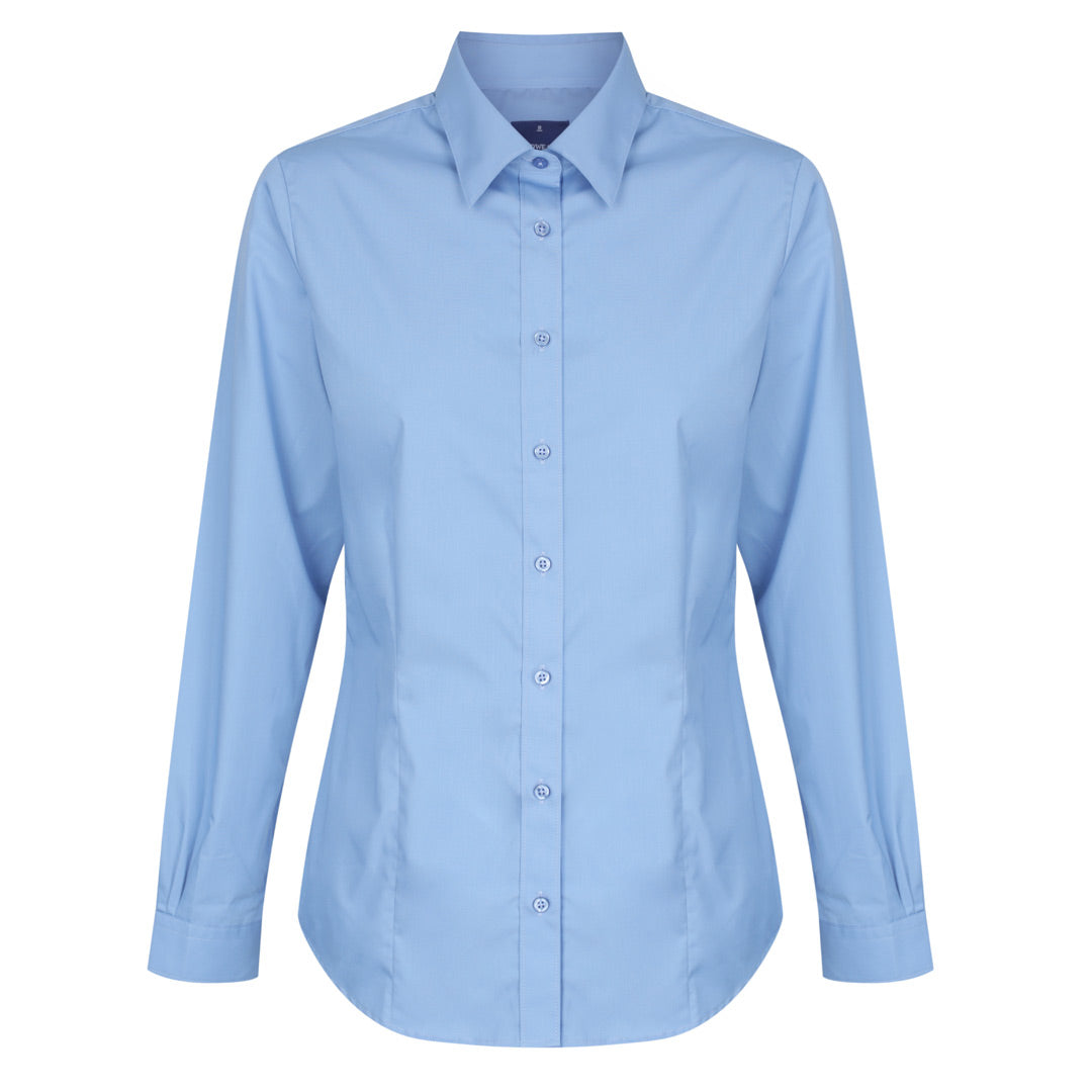 House of Uniforms The Nicholson Shirt | Ladies | Slim Fit | Long Sleeve Gloweave French Blue