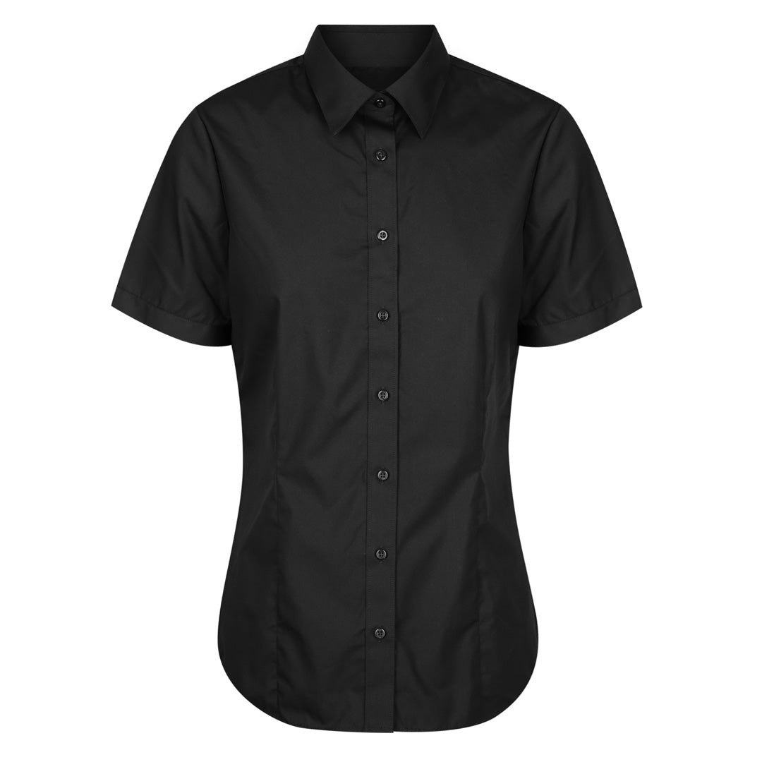 House of Uniforms The Nicholson Shirt | Ladies | Slim Fit | Short Sleeve Gloweave Black