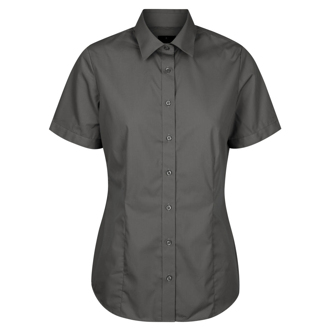 House of Uniforms The Nicholson Shirt | Ladies | Slim Fit | Short Sleeve Gloweave Charcoal