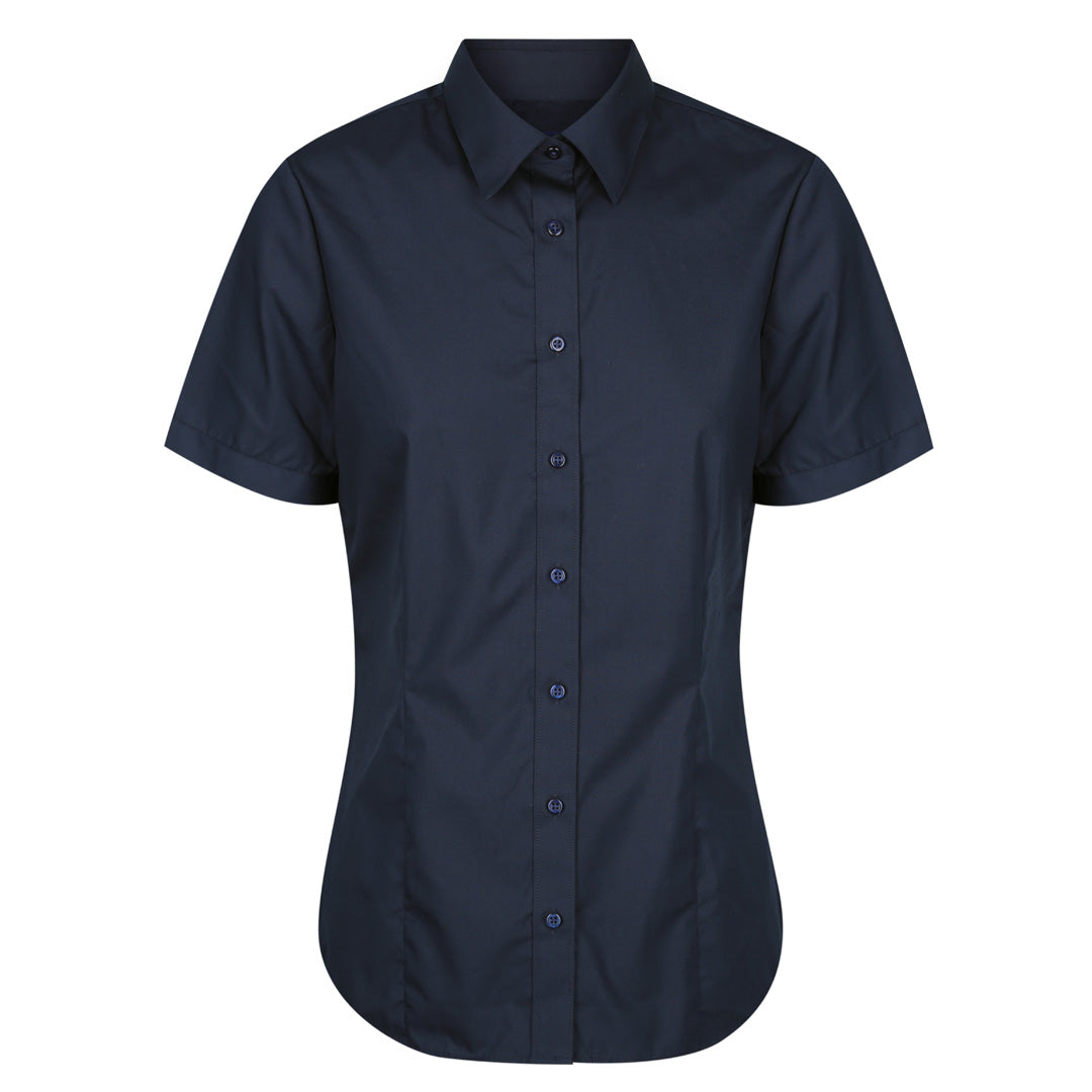 House of Uniforms The Nicholson Shirt | Ladies | Slim Fit | Short Sleeve Gloweave Navy