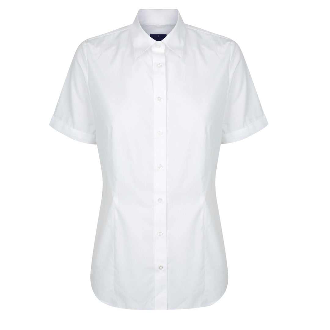 House of Uniforms The Nicholson Shirt | Ladies | Slim Fit | Short Sleeve Gloweave Star White