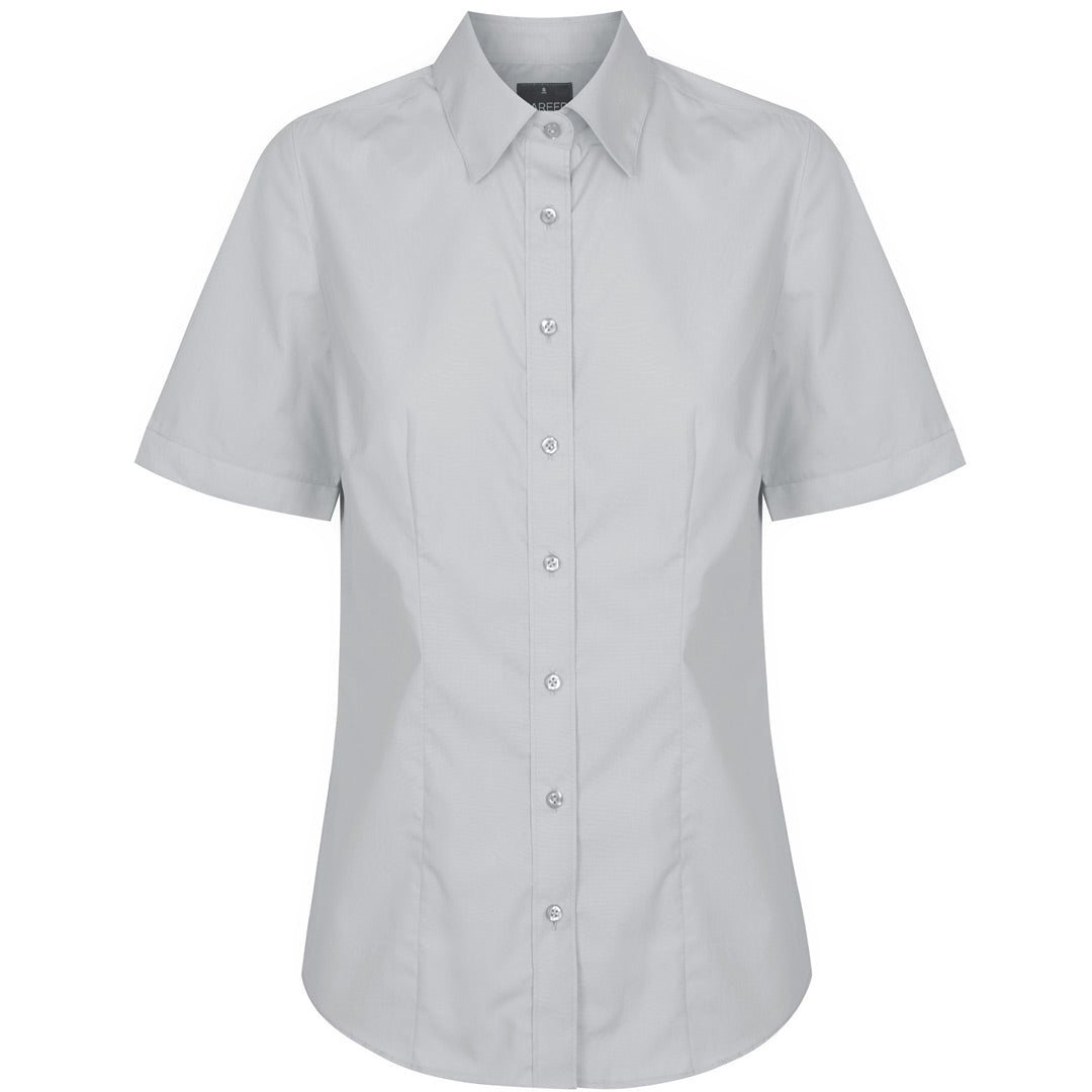 House of Uniforms The Nicholson Shirt | Ladies | Slim Fit | Short Sleeve Gloweave Silver