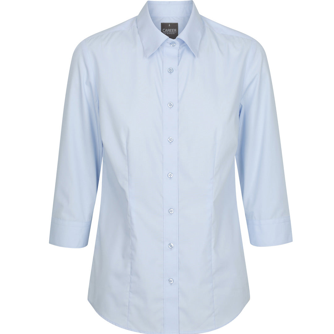 House of Uniforms The Nicholson Shirt | Ladies | Slim Fit | 3/4 Sleeve Gloweave Sky