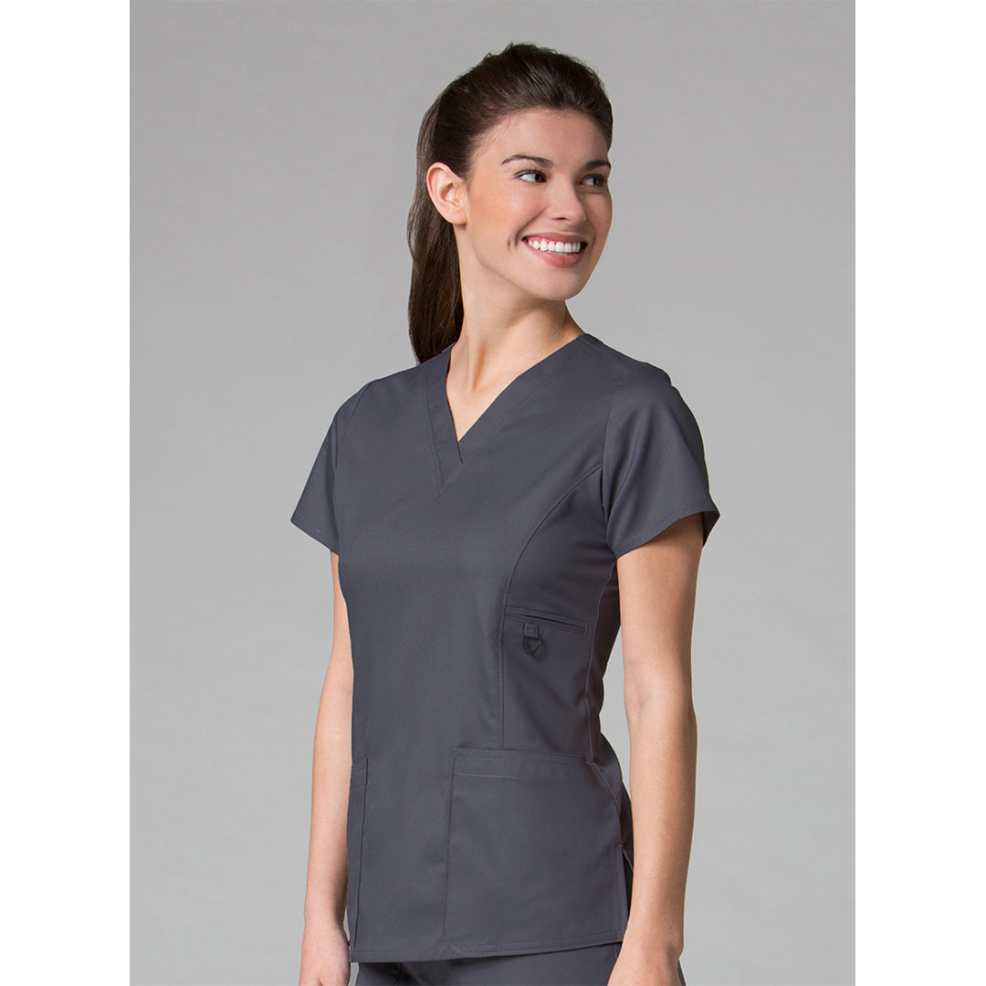 House of Uniforms The EON Active V Neck Scrub Top | Ladies Maevn Charcoal