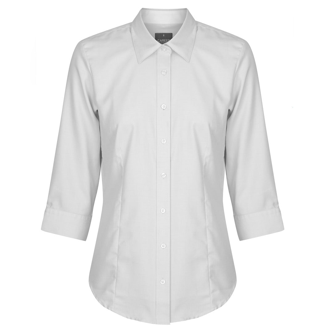 House of Uniforms The Landsdowne Shirt | Ladies | 3/4 Sleeve Gloweave Grey